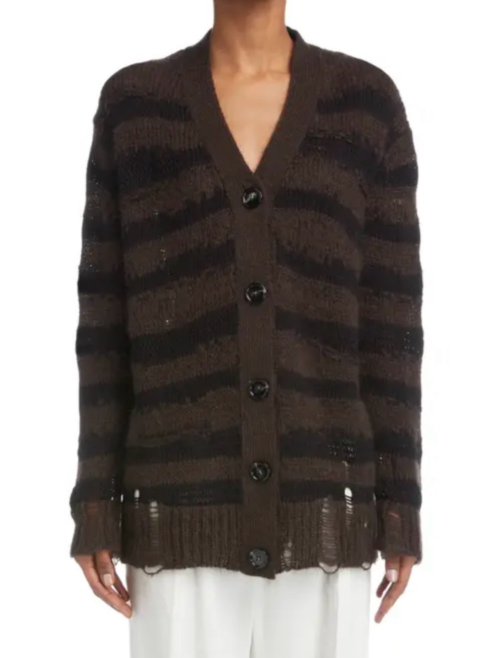 Acne Studios Koliva Mohair Stripe Cardigan Black Brown Made in Italy Size XXS